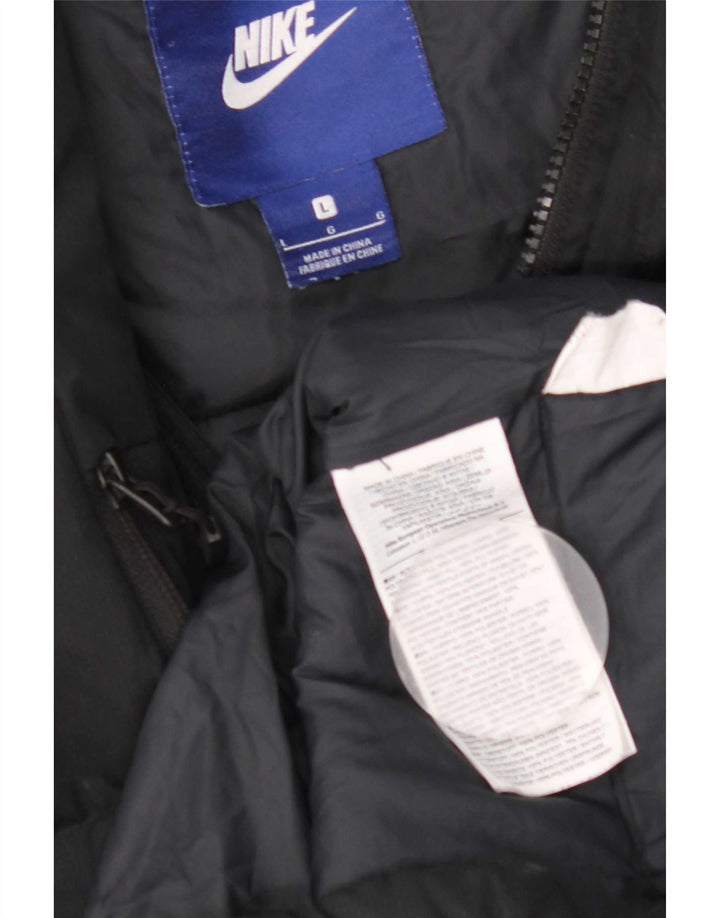 Nike Mens Hooded Padded Coat UK 40 Large Black Polyester