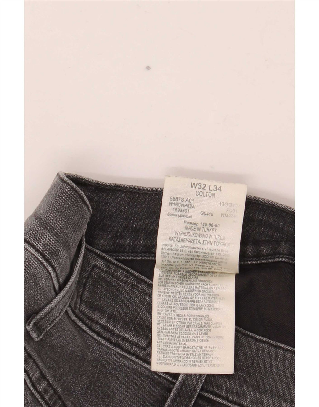 Wrangler Mens Colton Slim Jeans W32 L34 Grey Cotton