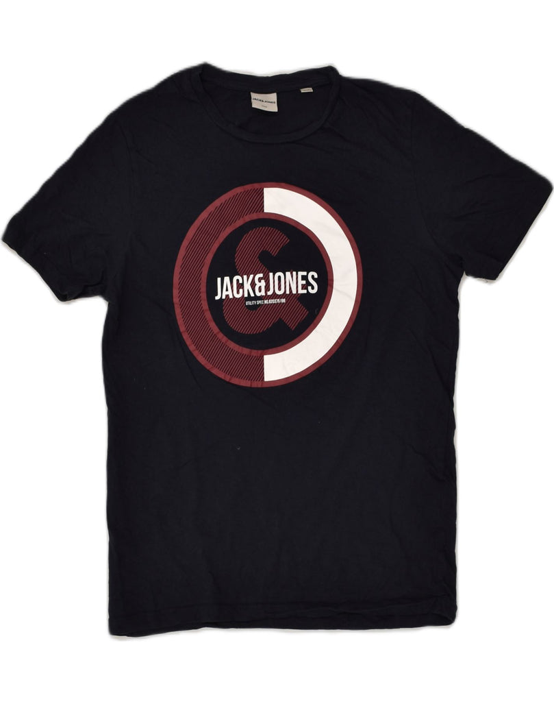 JACK & JONES Mens Graphic T-Shirt Top Medium Navy Blue Cotton | Vintage Jack & Jones | Thrift | Second-Hand Jack & Jones | Used Clothing | Messina Hembry 