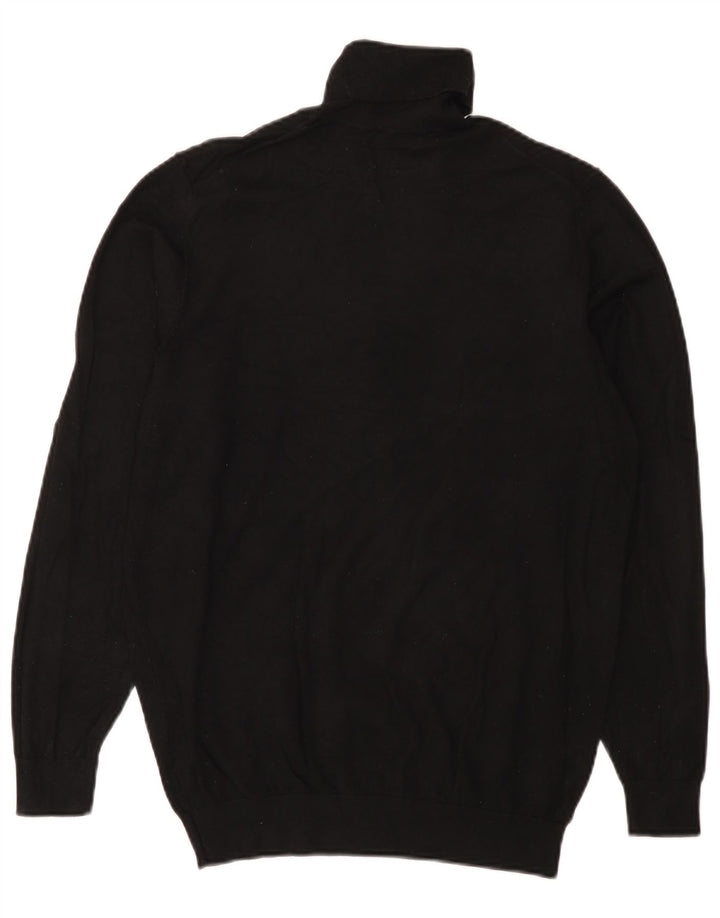 Zara Mens Roll Neck Jumper Sweater Medium Black Viscose