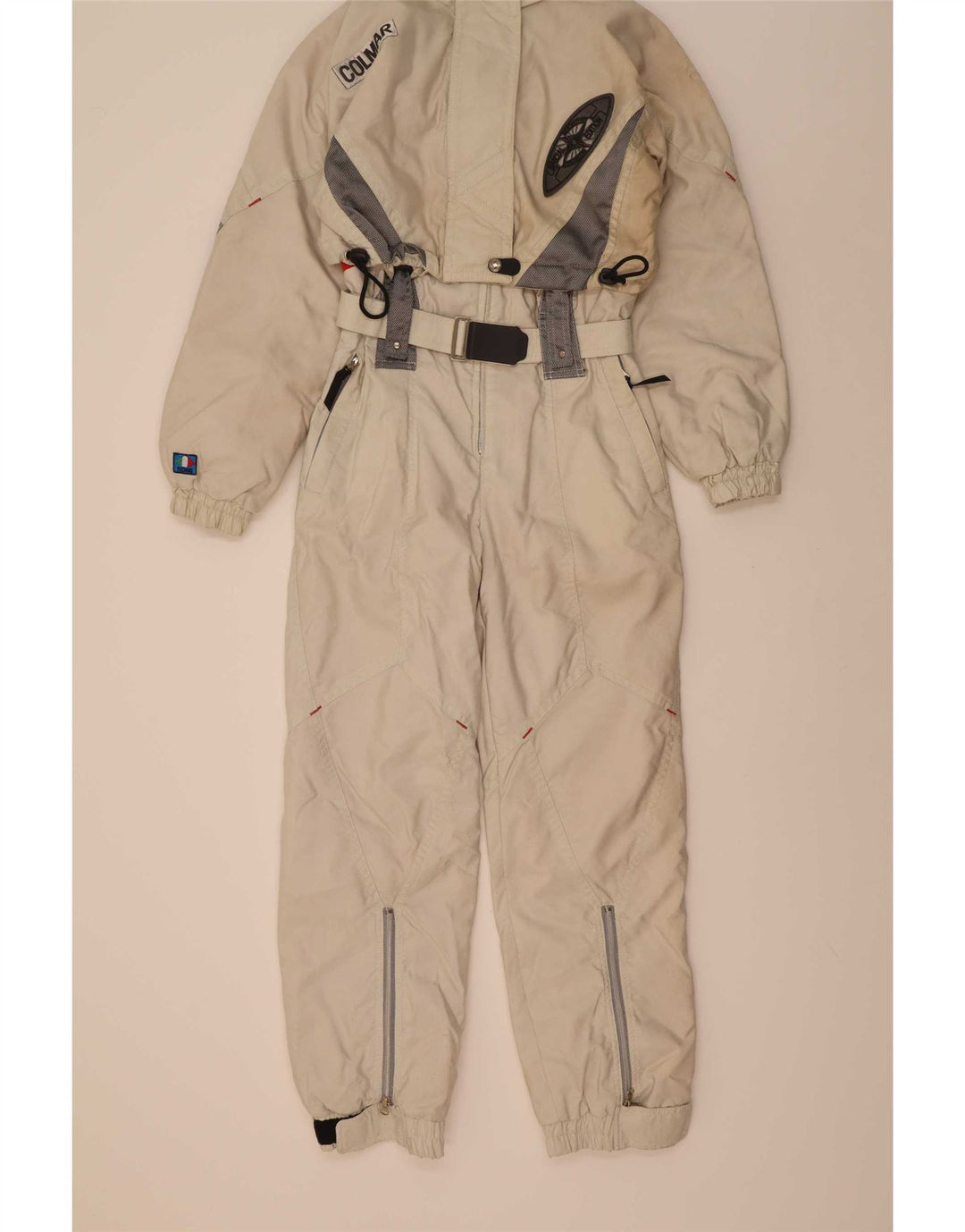Colmar Womens Hooded Ski Jumpsuit IT 46 Large White Colourblock