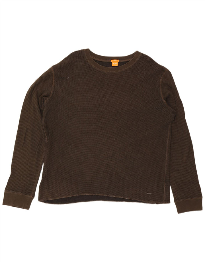 Hugo Boss Mens Top Long Sleeve 3XL Brown Cotton