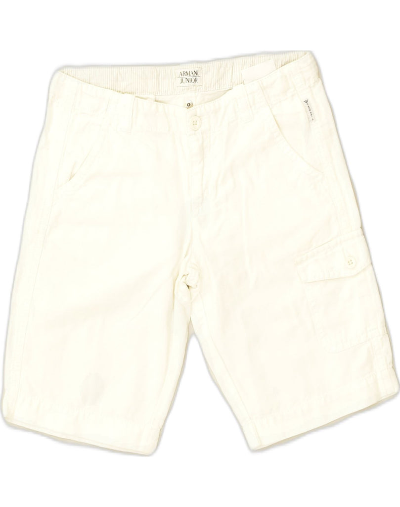 ARMANI JUNIOR Boys Cargo Shorts 7-8 Years W26  White Cotton | Vintage Armani Junior | Thrift | Second-Hand Armani Junior | Used Clothing | Messina Hembry 