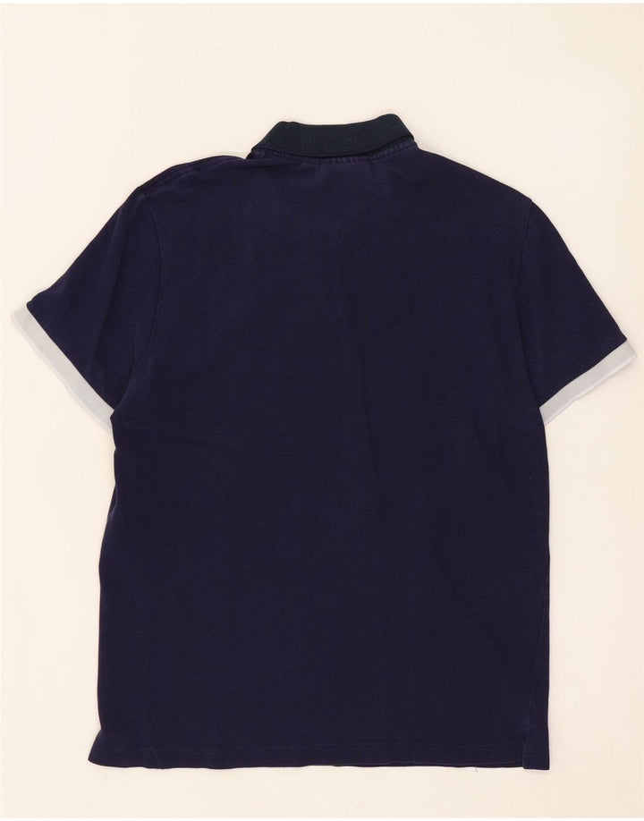 LACOSTE Mens Regular Fit Polo Shirt Size 4 Medium Navy Blue Cotton