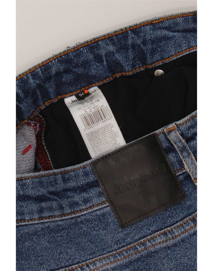 Desigual Mens Distressed Straight Jeans W36 L32 Blue Cotton
