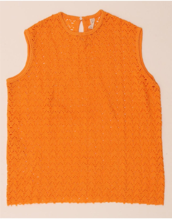 VINTAGE Womens Sleeveless Knit Blouse Top EU 40 Medium Orange Vintage Vintage and Second-Hand Vintage from Messina Hembry 