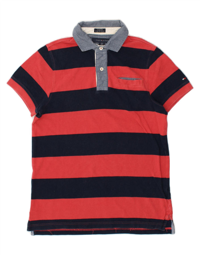 TOMMY HILFIGER Mens Custom Fit Polo Shirt XS Red Striped Cotton | Vintage Tommy Hilfiger | Thrift | Second-Hand Tommy Hilfiger | Used Clothing | Messina Hembry 