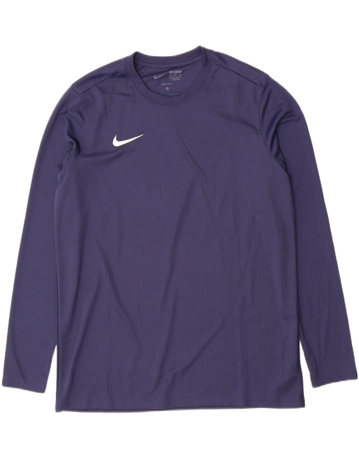 Nike Mens Dri Fit Slim Fit Top Long Sleeve XL Navy Blue Polyester