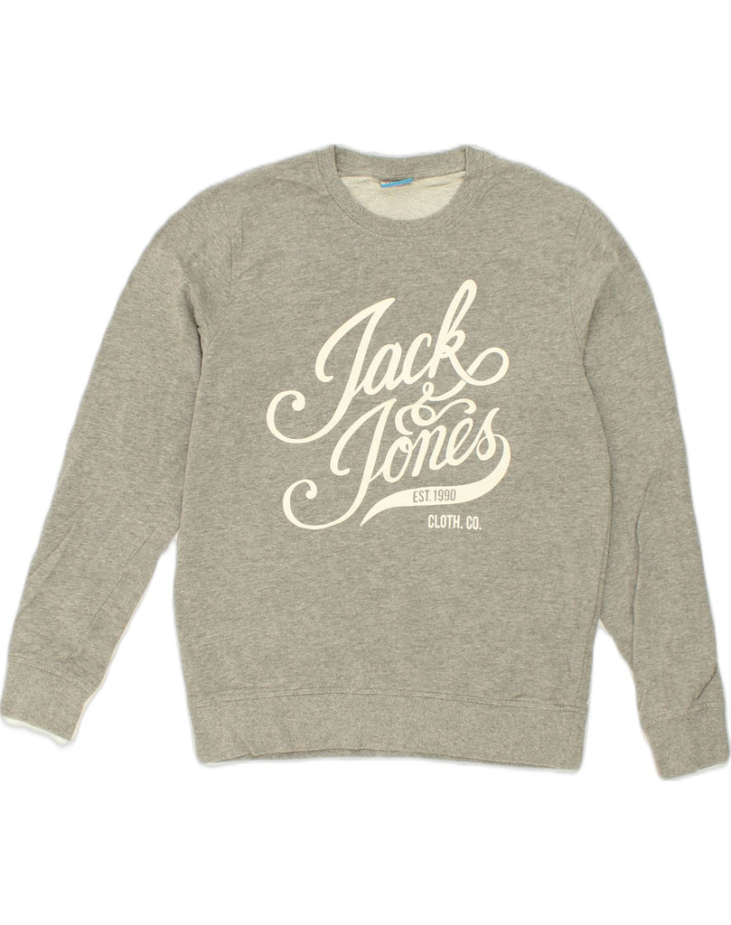 JACK & JONES Mens Graphic Sweatshirt Jumper Medium Grey Cotton | Vintage Jack & Jones | Thrift | Second-Hand Jack & Jones | Used Clothing | Messina Hembry 