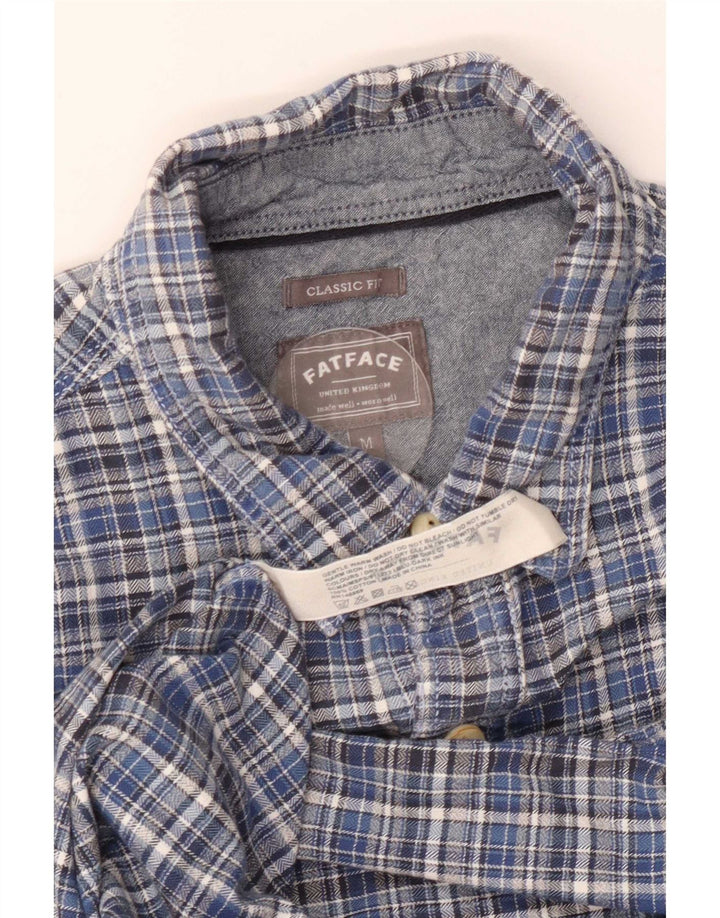 Fat Face Mens Checked Classic Fit Flannel Shirt Medium Blue Check Cotton