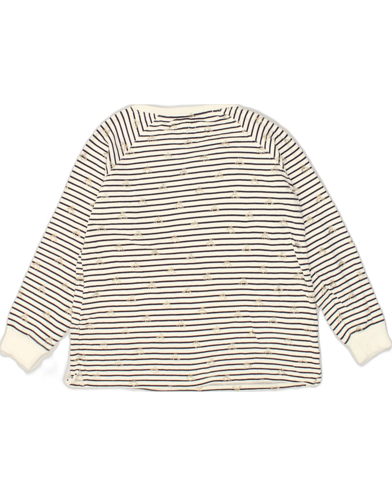 JOULES Womens Top Long Sleeve UK 12 Medium White Striped Cotton | Vintage Joules | Thrift | Second-Hand Joules | Used Clothing | Messina Hembry 