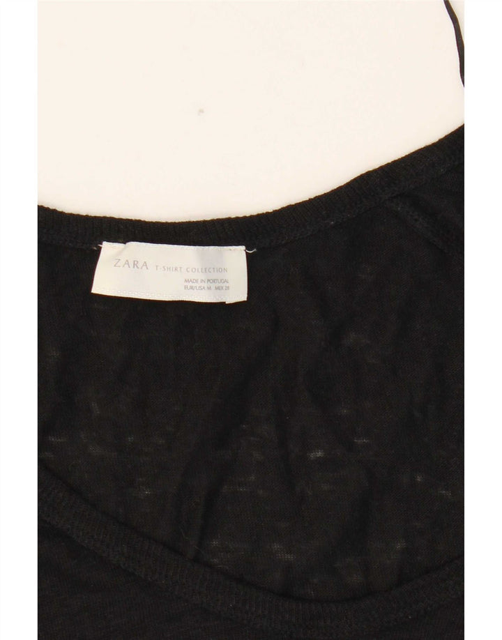 Zara Womens Top 3/4 Sleeve UK 12 Medium Black