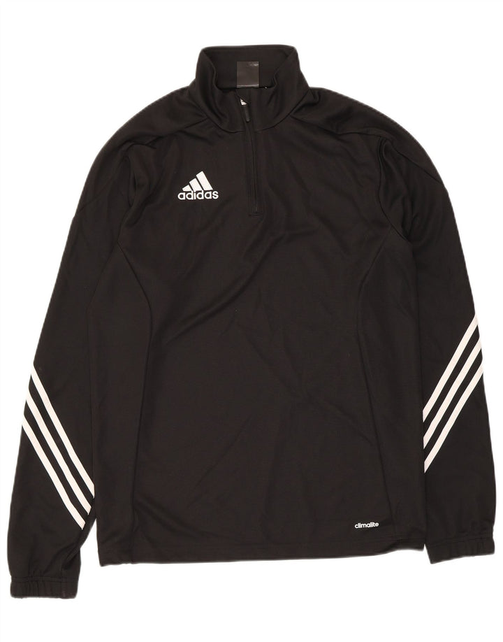 Adidas Mens Climalite Zip Neck Pullover Tracksuit Top Small Black Polyester