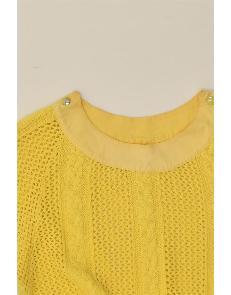 VINTAGE Womens Short Sleeve Boat Neck Jumper Sweater UK 14 Medium Yellow | Vintage Vintage | Thrift | Second-Hand Vintage | Used Clothing | Messina Hembry 