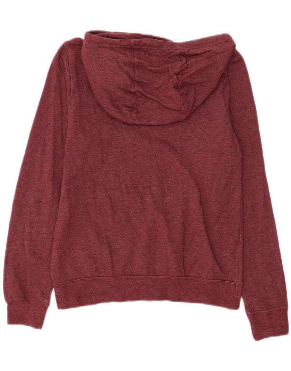 NIKE Womens Oversized Hoodie Jumper UK 6 XS Burgundy Cotton