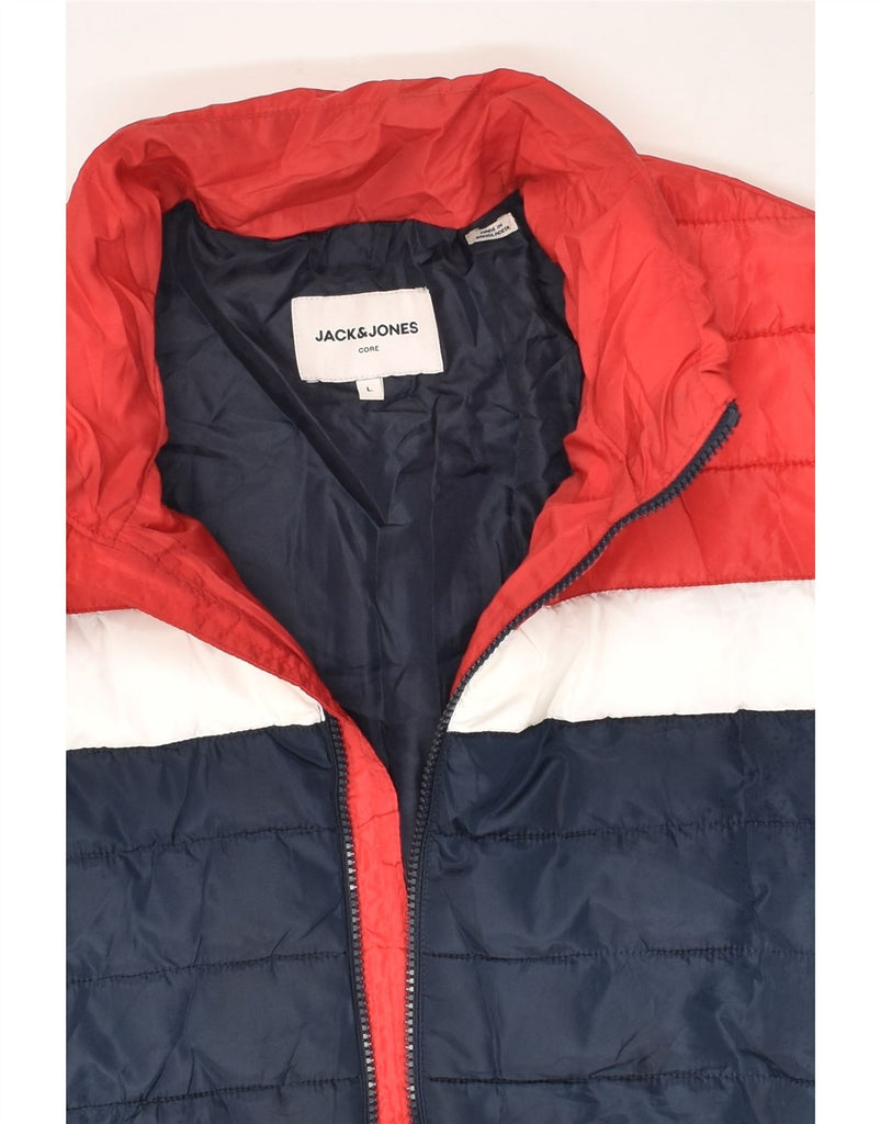 JACK & JONES Mens Padded Jacket UK 40 Large Navy Blue Colourblock | Vintage Jack & Jones | Thrift | Second-Hand Jack & Jones | Used Clothing | Messina Hembry 