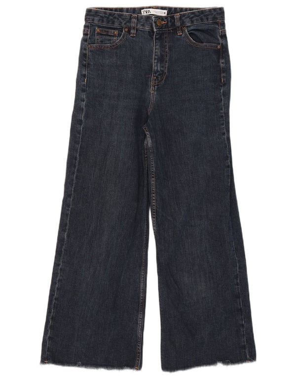 Zara Womens Crop Wide Leg Jeans EU 40 Medium W30 L25 Blue Cotton