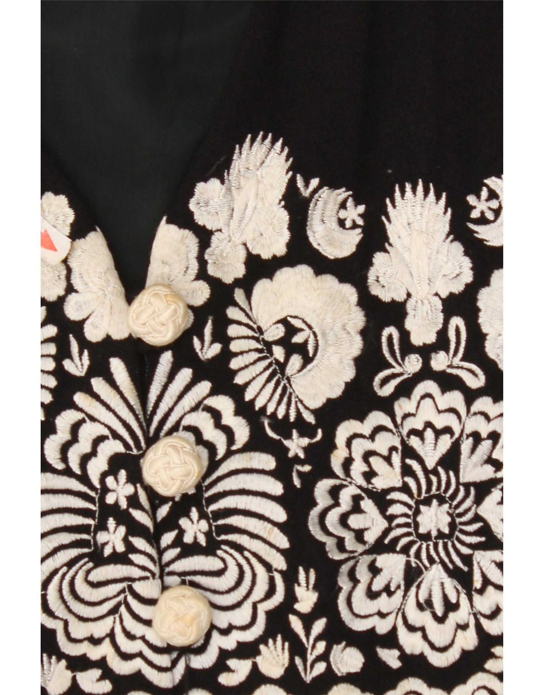 Vintage Womens Waistcoat UK 4 Small Black Floral Wool