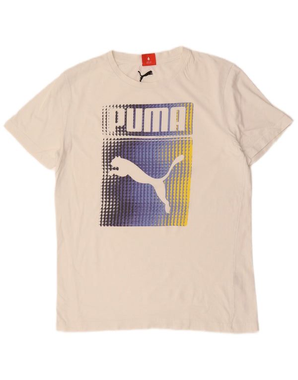Puma Mens Graphic T-Shirt Top Medium White Cotton
