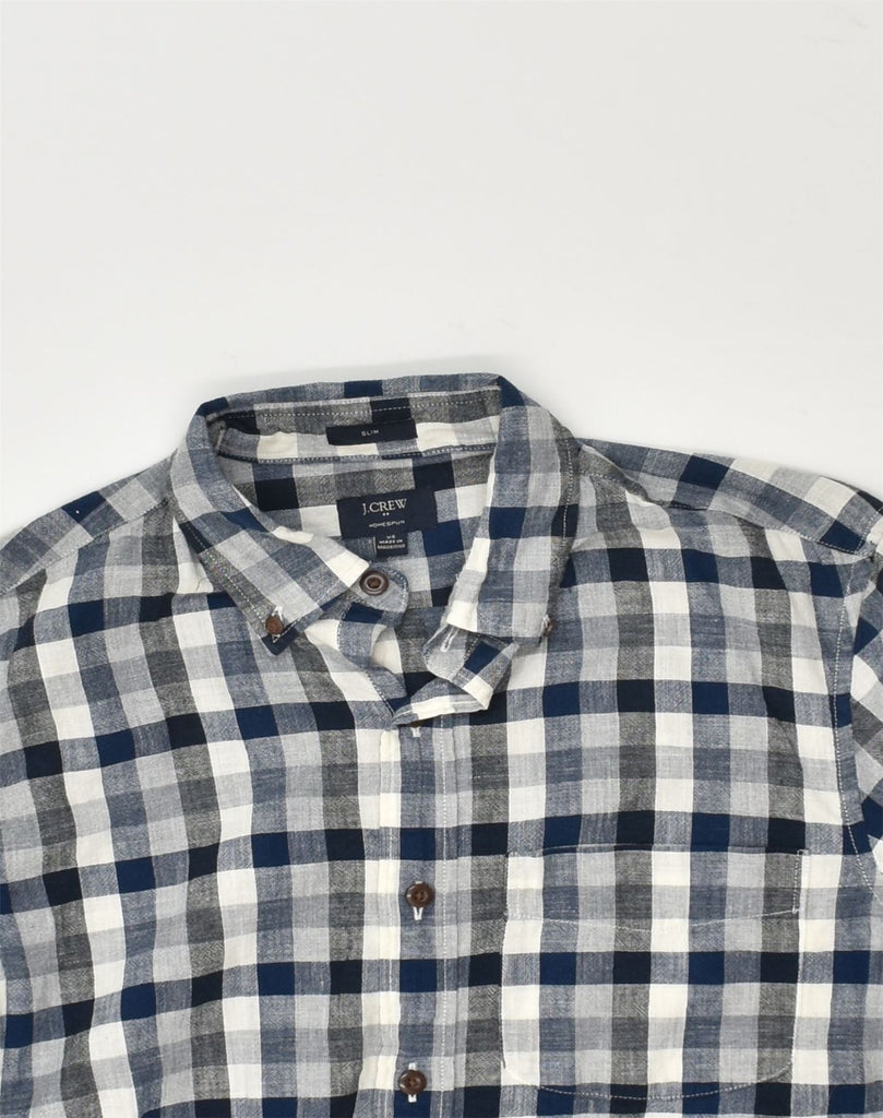 J. CREW Mens Slim Shirt XS Blue Check Cotton | Vintage J. Crew | Thrift | Second-Hand J. Crew | Used Clothing | Messina Hembry 