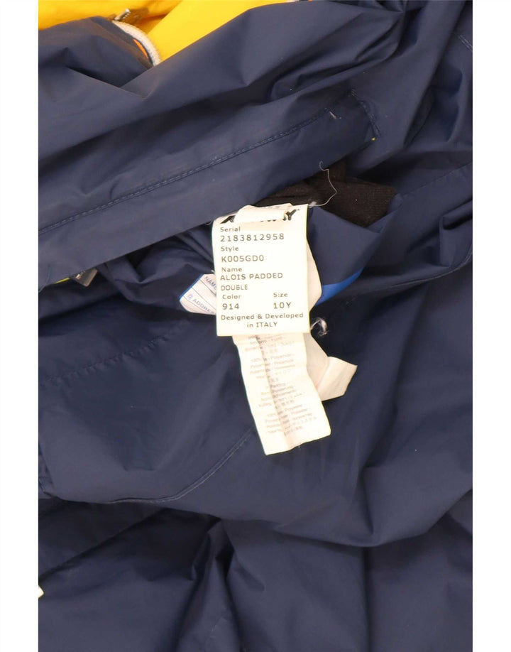K-Way Boys Hooded Reversible Jacket 9-10 Years Navy Blue Polyamide