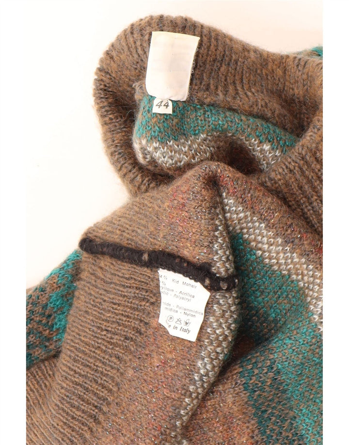 Maglificio Womens Turtle Neck Jumper Sweater IT 44 Medium Brown Geometric