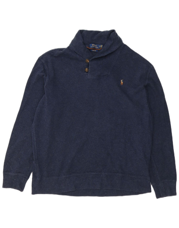 Polo Ralph Lauren Mens Shawl Neck Jumper Sweater XL Navy Blue Cotton