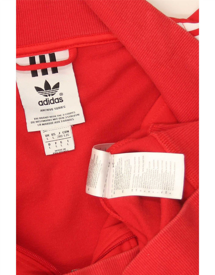 Adidas Mens Tracksuit Top Jacket Large Red Polyester