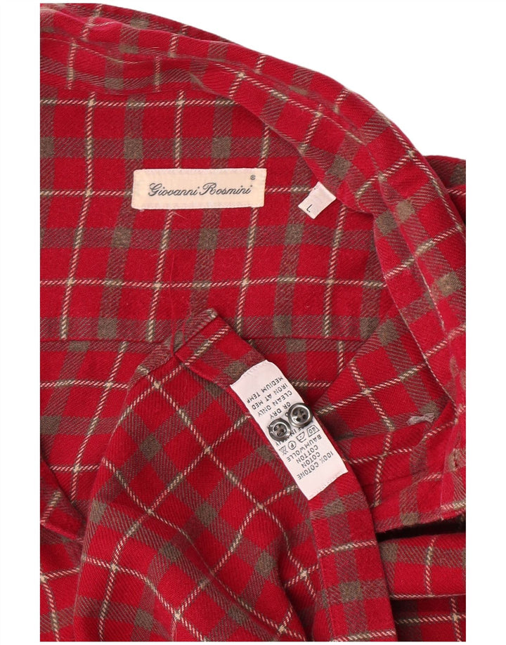 Giovanni Rosmini Mens Flannel Shirt Large Pink Check Cotton