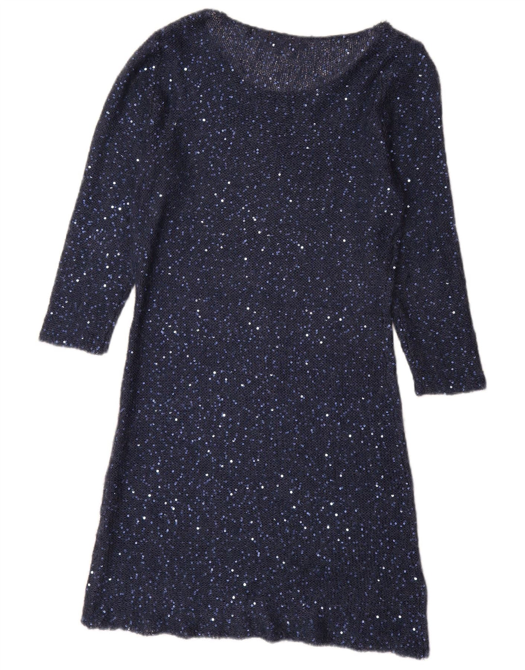 Phase Eight Womens 3/4 Sleeve Sequin Jumper Dress UK 14 Medium Navy Blue