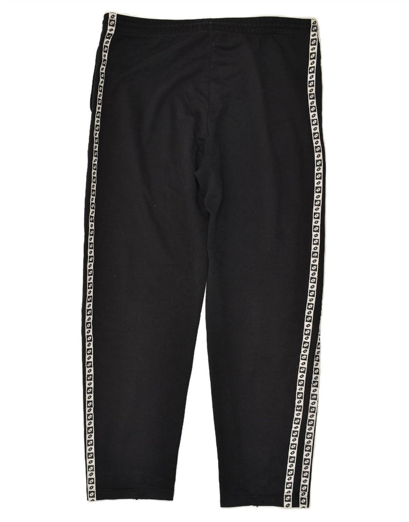 LOTTO Mens Graphic Tracksuit Trousers UK 38-40 Medium Black Polyester | Vintage Lotto | Thrift | Second-Hand Lotto | Used Clothing | Messina Hembry 