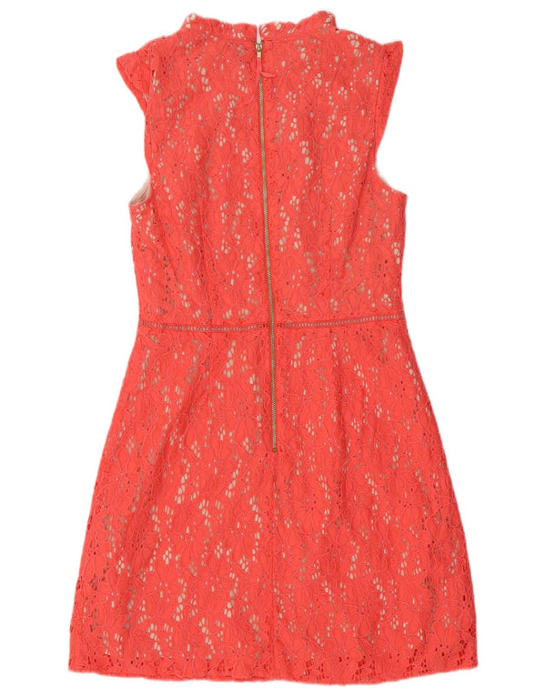 Oasis Womens Lace Sheath Dress UK 10 Small Red Floral Cotton