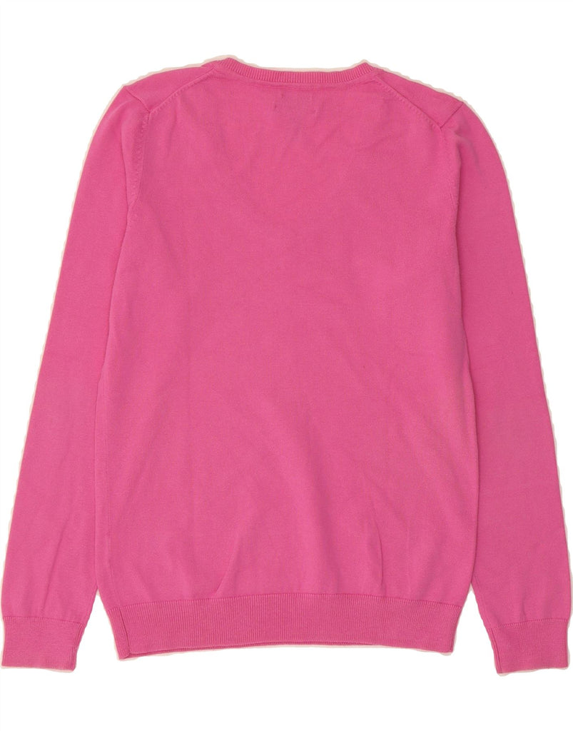 TOMMY HILFIGER Womens V-Neck Jumper Sweater UK 14 Medium Pink Cotton Vintage Tommy Hilfiger and Second-Hand Tommy Hilfiger from Messina Hembry 