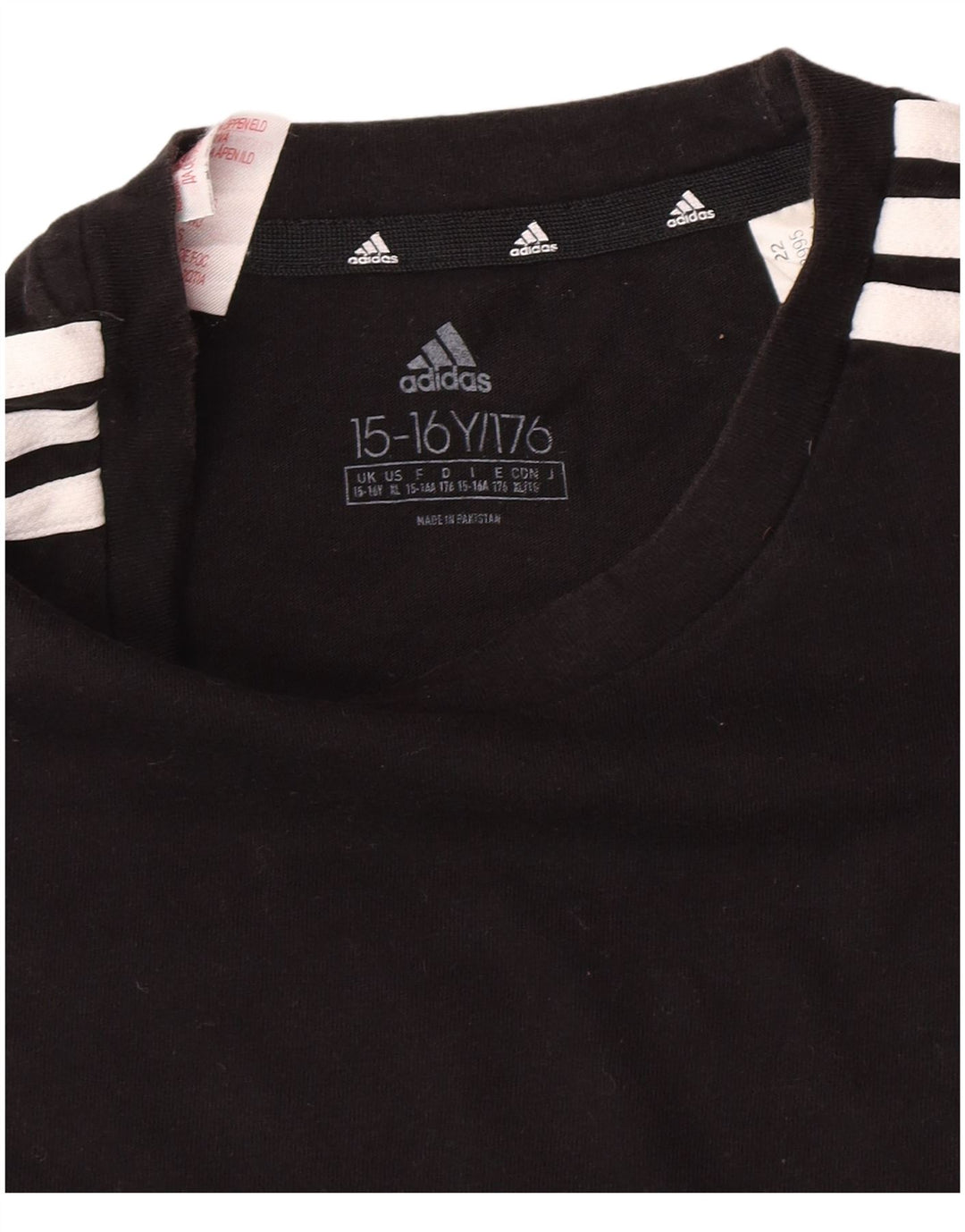 Adidas Boys T-Shirt Top 15-16 Years Black