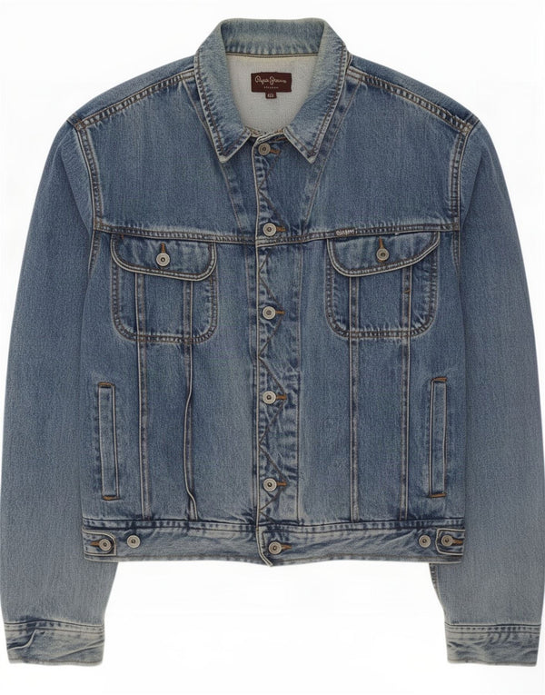 PEPE Jeans Mens Denim Jacket UK 44 2XL Blue Cotton