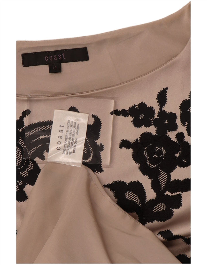 COAST Womens Sleeveless Sheath Dress UK 14 Medium Grey Floral Polyester