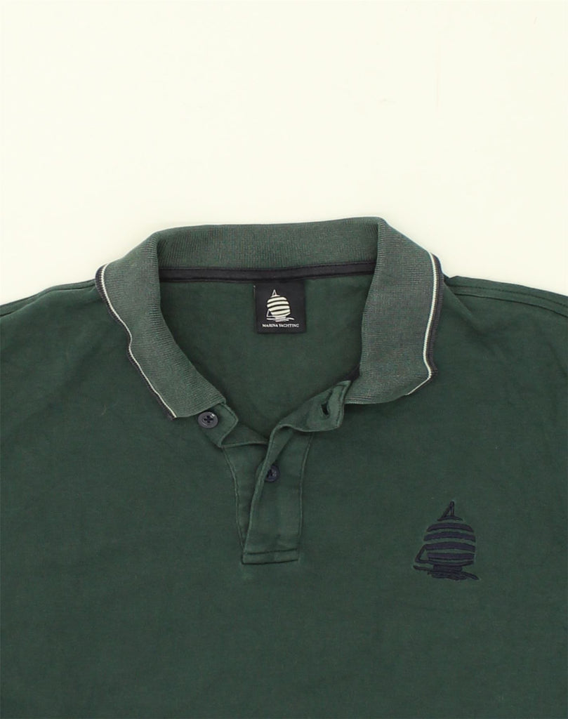 MARINA YACHTING Mens Long Sleeve Polo Shirt Medium Green Cotton | Vintage Marina Yachting | Thrift | Second-Hand Marina Yachting | Used Clothing | Messina Hembry 