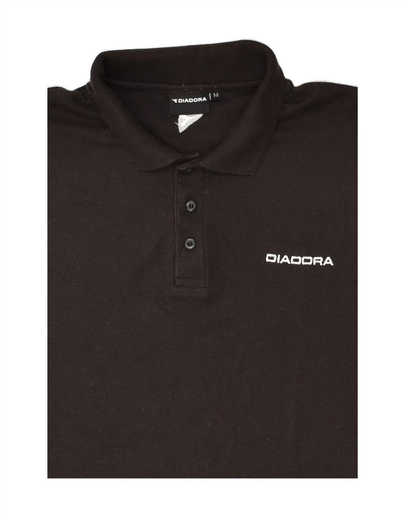 DIADORA Mens Graphic Polo Shirt Medium Black Polyester | Vintage Diadora | Thrift | Second-Hand Diadora | Used Clothing | Messina Hembry 