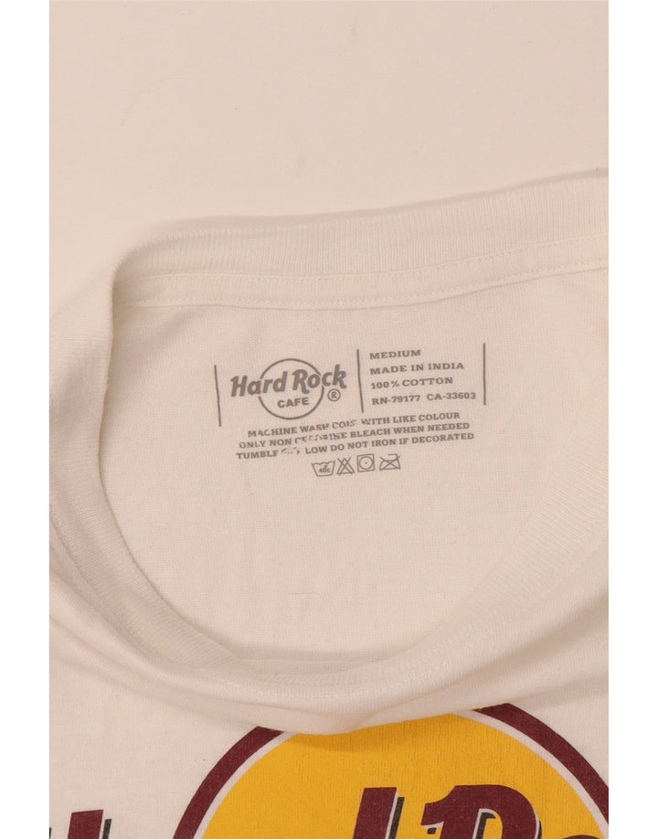 HARD ROCK CAFE Mens London Graphic T-Shirt Top Medium White Cotton
