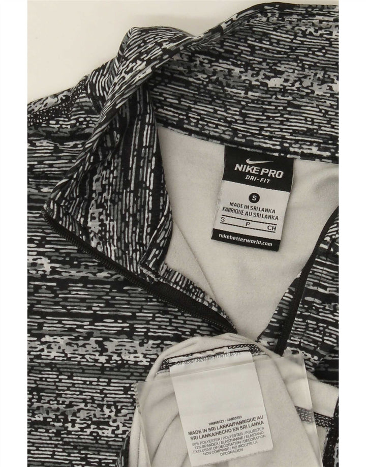 Nike Mens Zip Neck Top Long Sleeve Small Grey Flecked Polyester