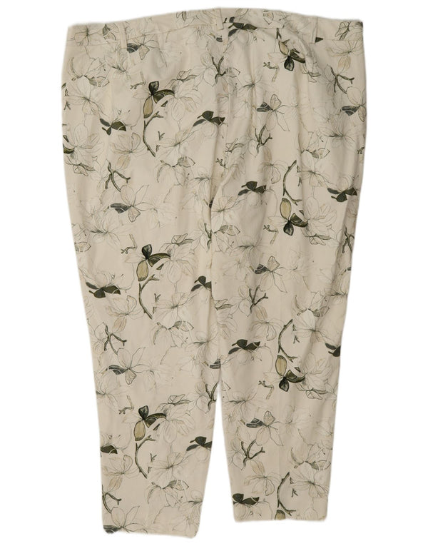 Marks & Spencer Womens Crop Suit Trousers UK 24 4XL W44 L26 Beige Floral