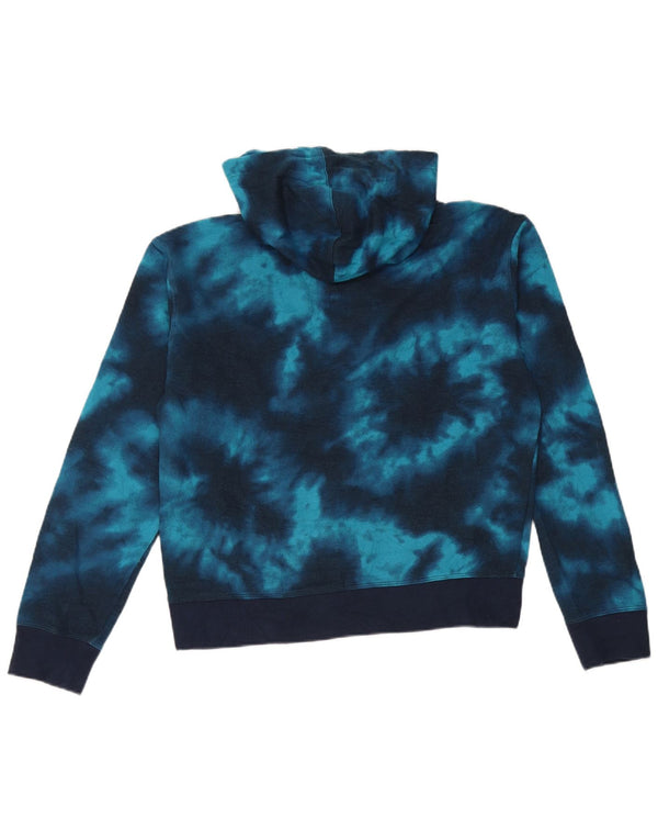 Champion Womens Hoodie Jumper UK 14 Medium Blue Tie Dye Cotton