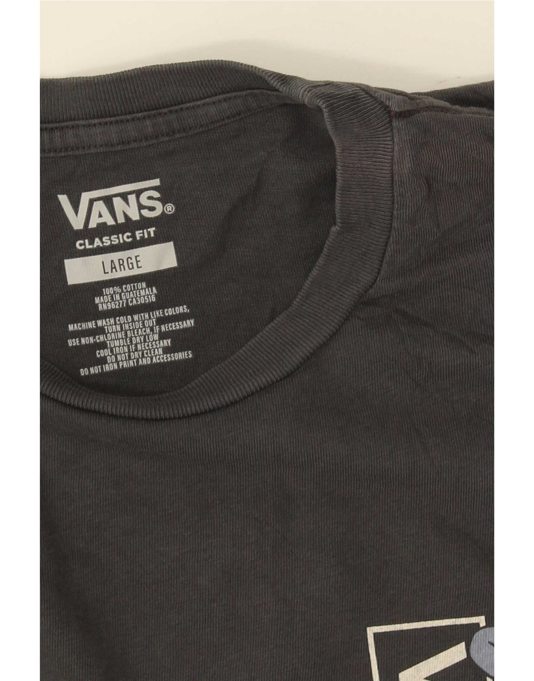 Vans Mens Classic Fit Graphic T-Shirt Top Large Grey Cotton