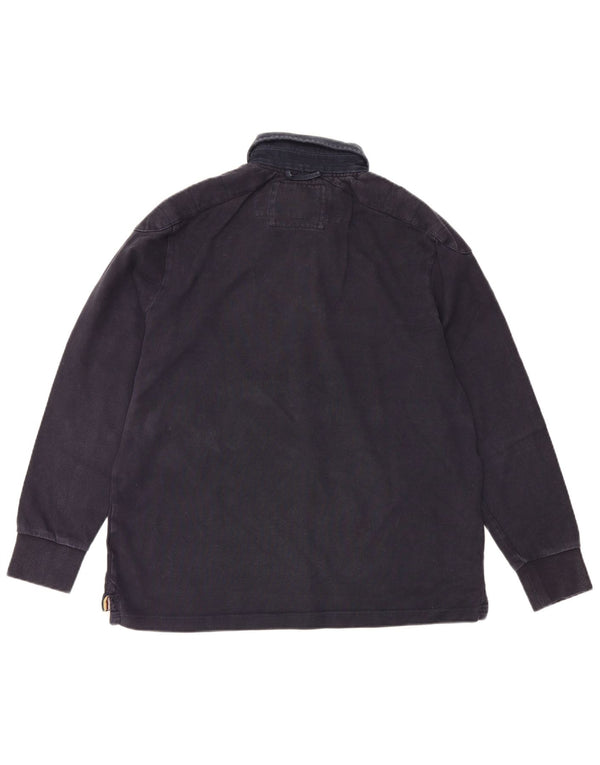 Howick Mens Long Sleeve Rugby Polo Shirt Large Navy Blue Cotton