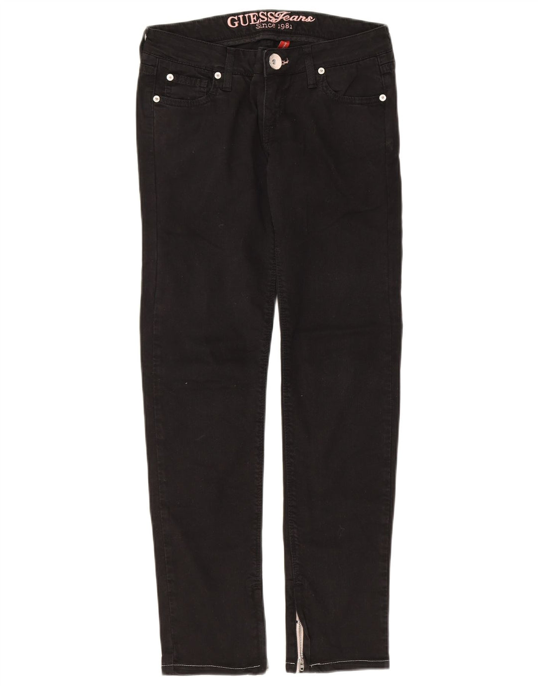 GUESS Womens Slim Jeans W26 L28 Black Cotton