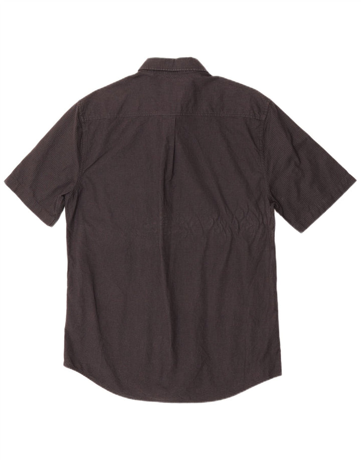 Superdry Mens Short Sleeve Shirt Large Black Check Cotton