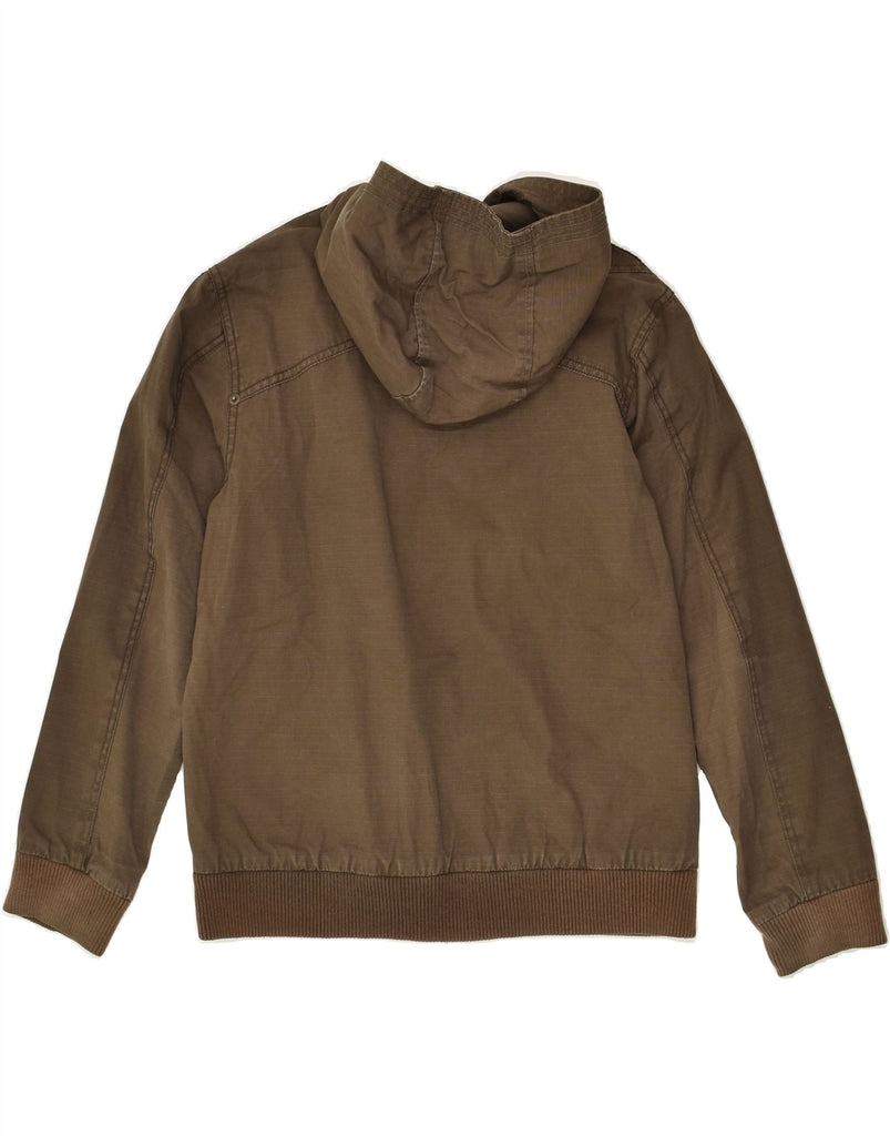 QUIKSILVER Boys Hooded Bomber Jacket 11-12 Years Brown Cotton | Vintage Quiksilver | Thrift | Second-Hand Quiksilver | Used Clothing | Messina Hembry 