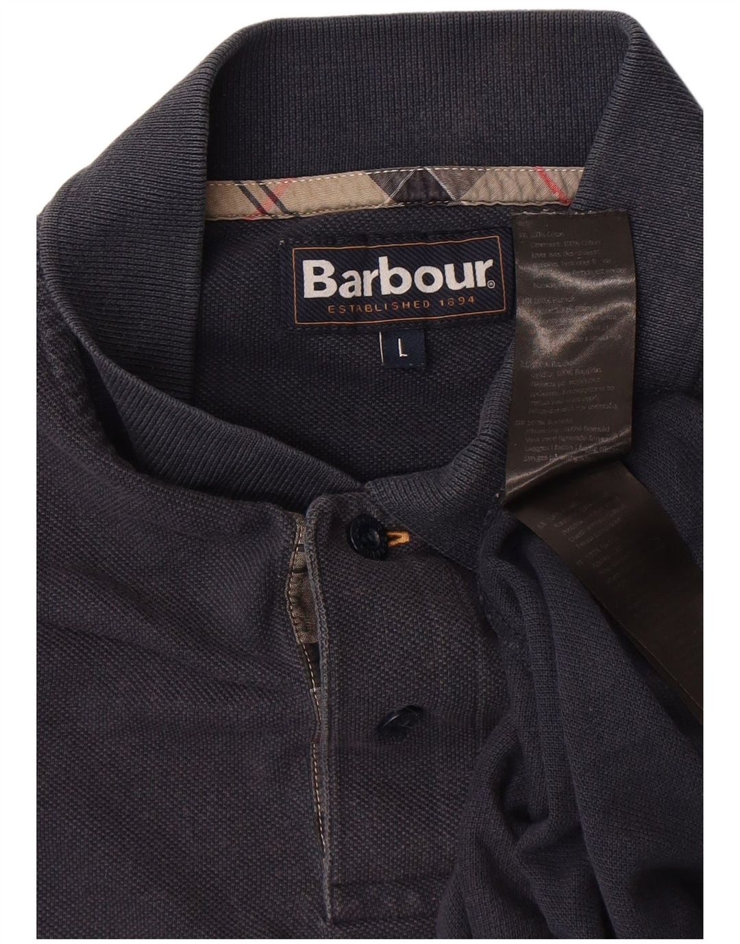 Barbour Mens Polo Shirt Large Navy Blue Cotton