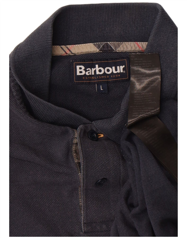 Barbour Mens Polo Shirt Large Navy Blue Cotton