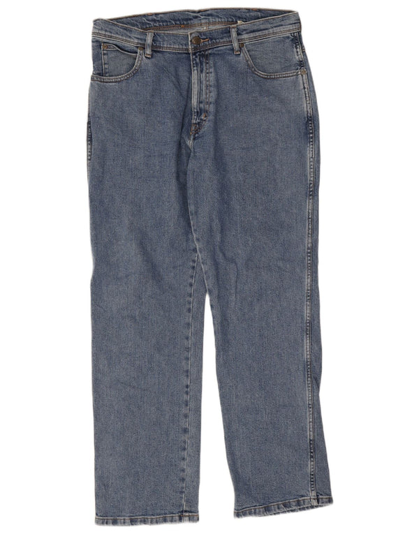 Wrangler Mens Regular Fit Straight Jeans W34 L30 Blue Cotton